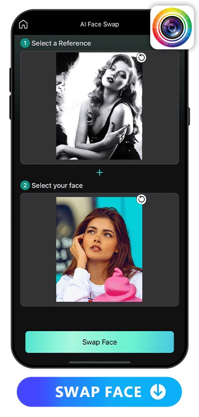 apply deepfake technique of PhotoDorector to swap face in 4 photos